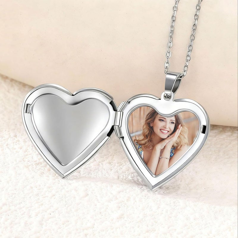 PHOCKSIN Locket Necklace for Women Black/Gold/Silver Locket Necklace Oval/Round/Heart Photo Necklace New Years Gifts for Girls - Image 4